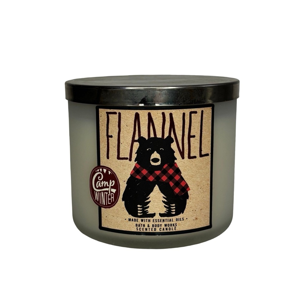 Bath & Body Works White Barn Flannel 3-Wick Candle 14.5 oz Winter Patchouli